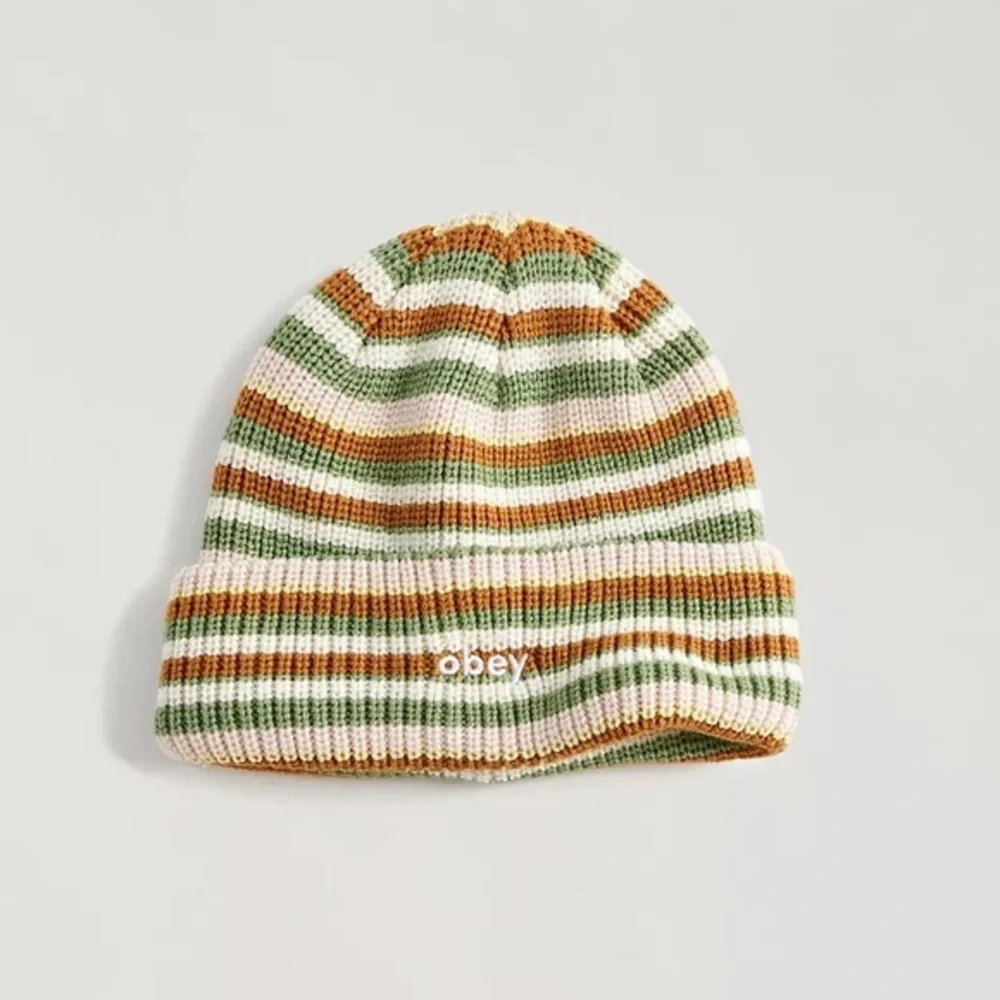 New🌟  OBEY Charlie Striped Beanie-Beige Multi